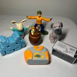Assorted Toy Figurines and mini dominoes set. Scooby. Shaggy. Buster. Drooler